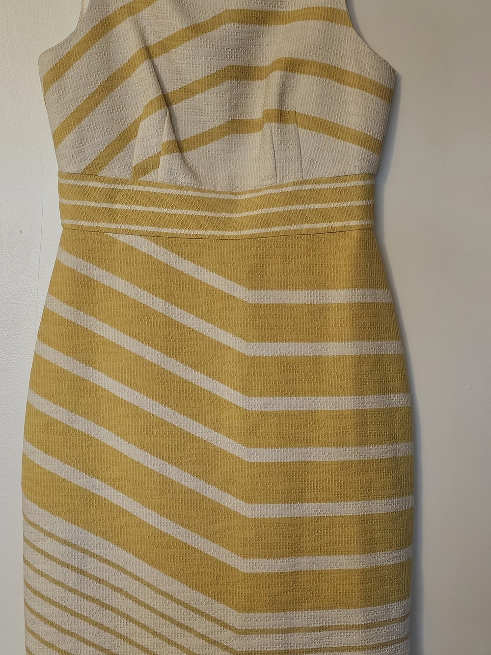 The Limited | Golden Yellow & Ivory Diagonal Stripe Sheath Dress | Size 8